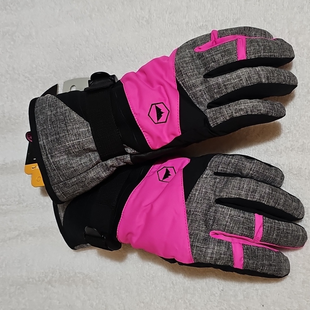 Ladies XS Pink, Gray, Black Winter Sport Gloves Thermal, Waterproof, Quick Dry
